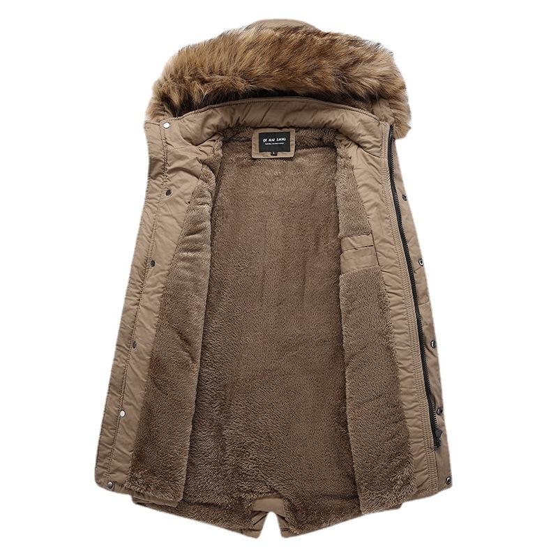 Autumn and Winter New Men's Cotton-padded Clothes Medium and Long Hooded Middle-aged and Young People Thickened Warm Cotton-padded Jacket Men