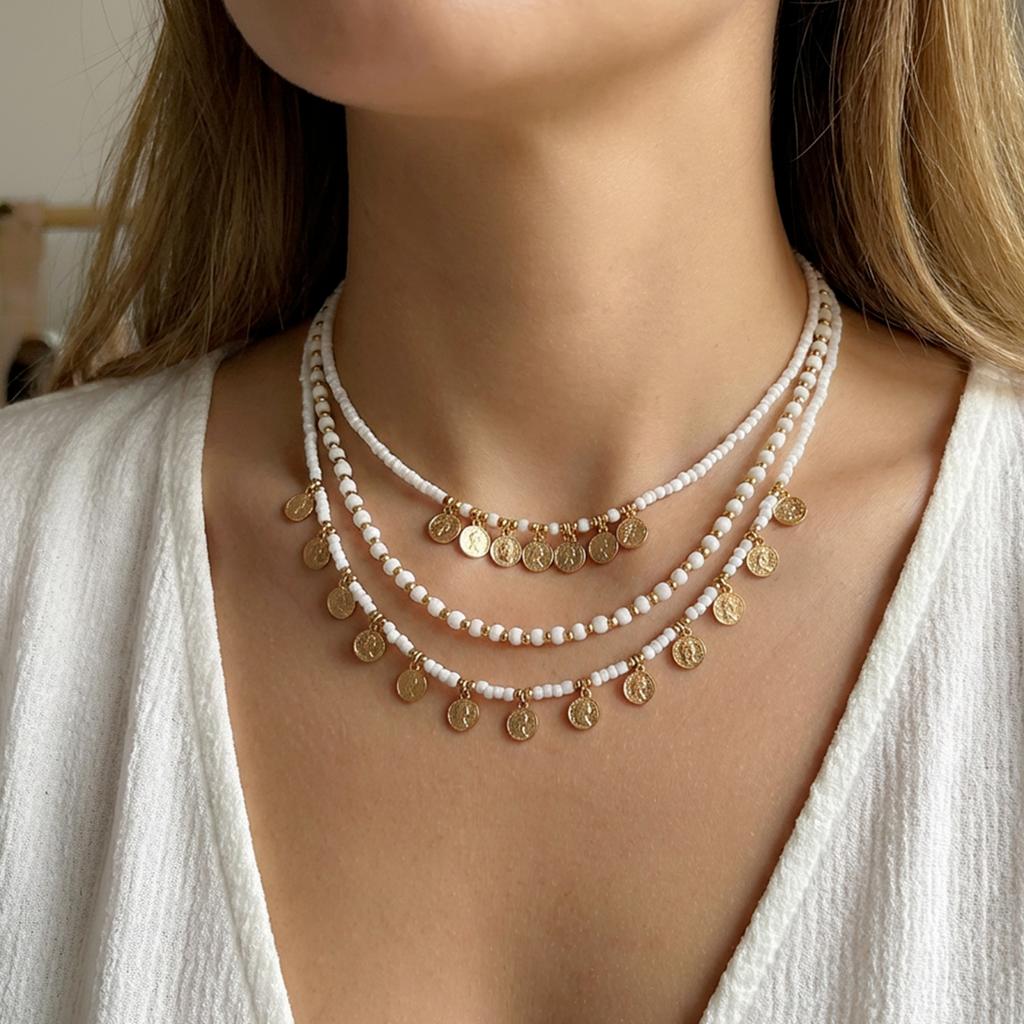 Vintage Portrait Queen Coin Pendant Necklaces for Women Girl Fashion Multi Layer Link Chain Necklaces Friendship Jewelry Gifts