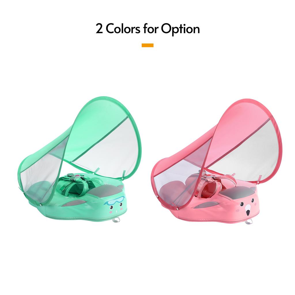 Non-Inflatable Baby   with Canopy Infant Lying Swimming   Pool Swim Trainer for 3-24 Months Baby