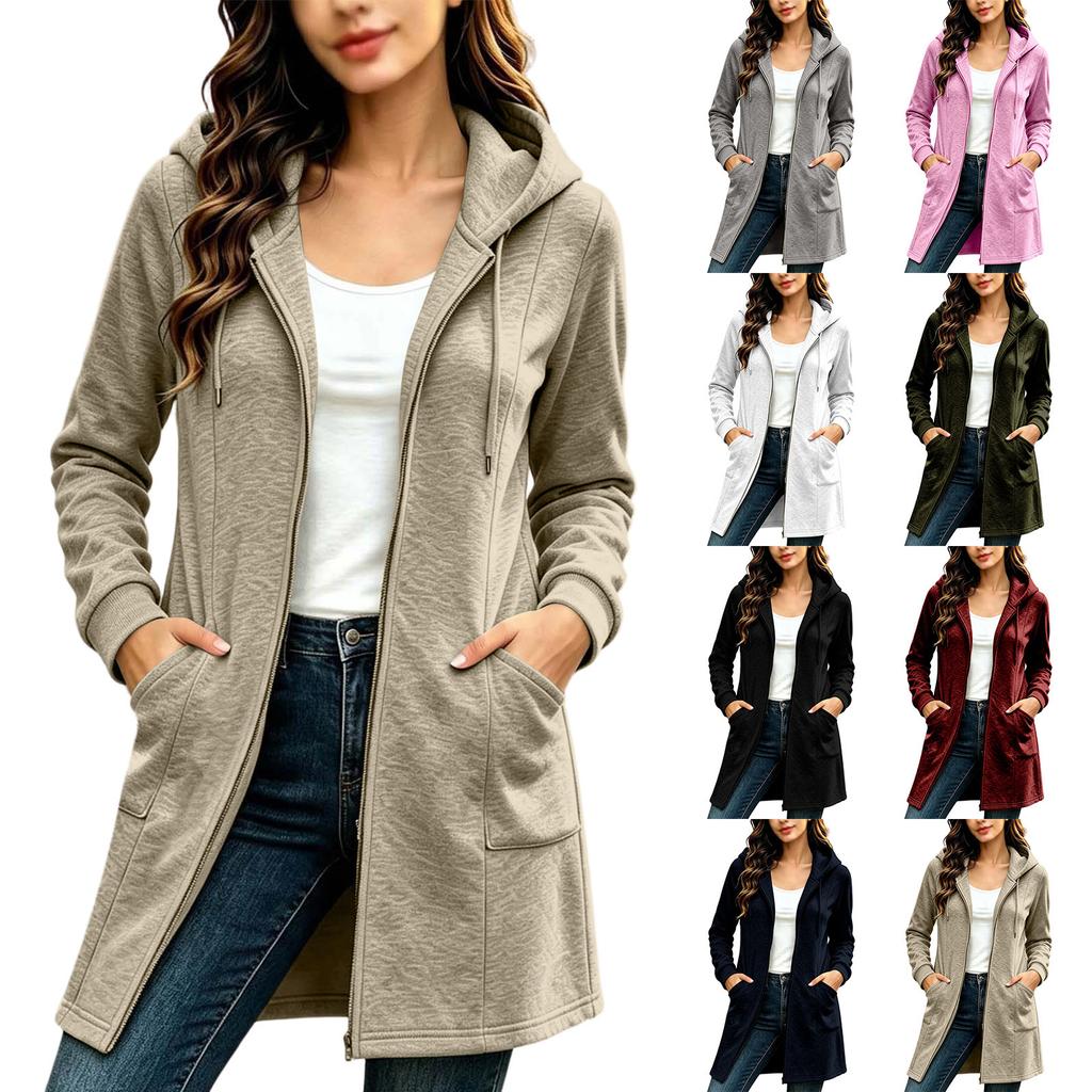 Sweat à capuche zippé décontracté à manches longues pour femme - Veste pour un usage quotidien