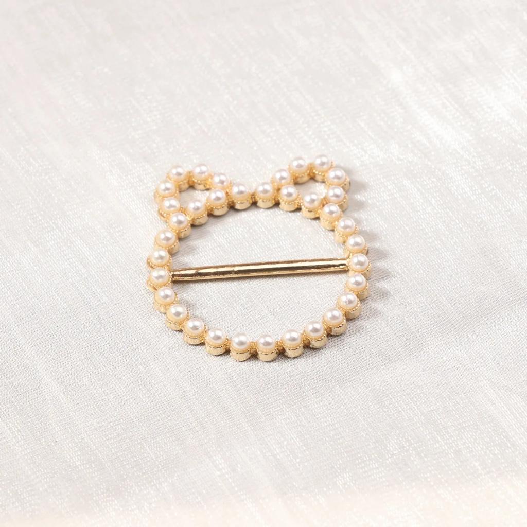 1PCS New Fashion Corner Hem Waist Knotted Brooches Crystal Pearl Metal Scarf Ring Button Shirt T-shirt Fixed Buckle Accessories