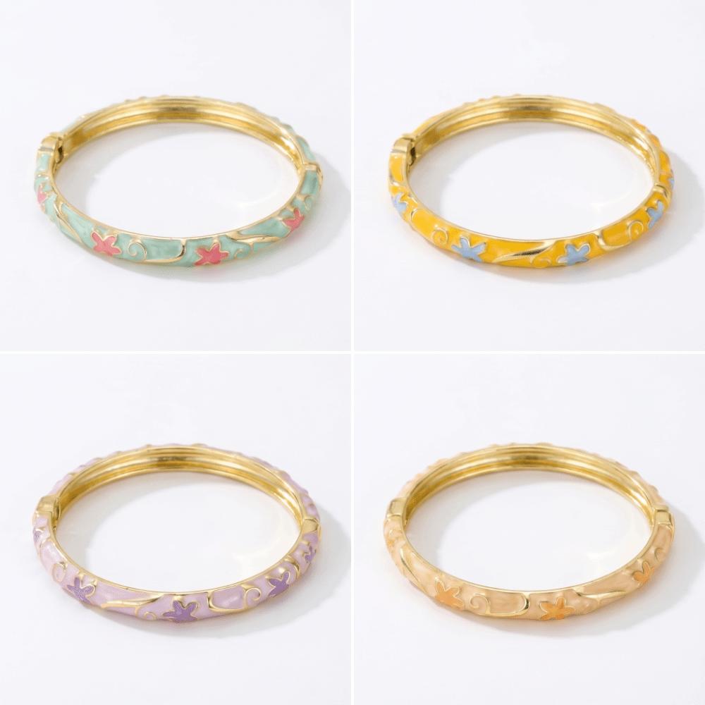 Vintage Enamel Bracelet Fresh and Sweet Enamel Dropped Glaze Bangle Party Jewelry