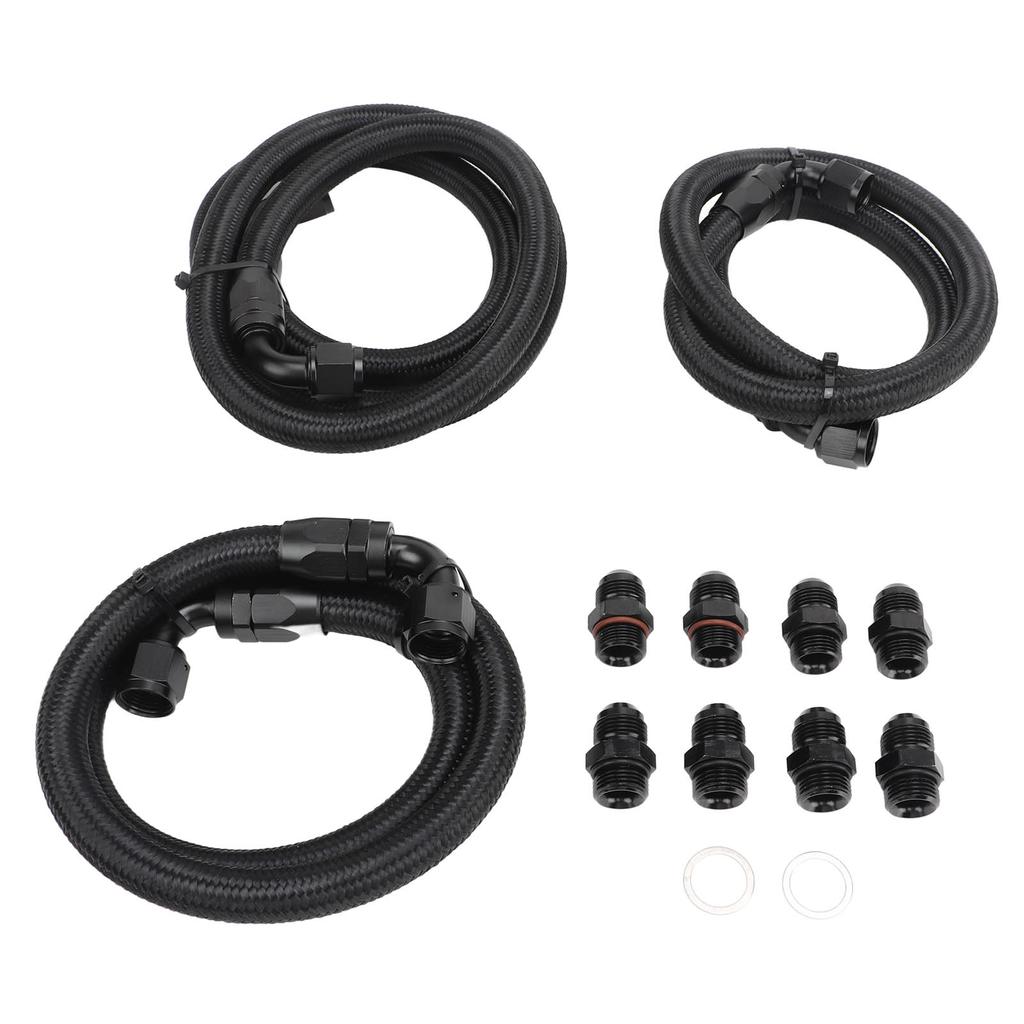 Transmission Cooler Lines Black Anodized Hose Fitting Kit Replacement for Chevy 6.6L for Duramax LLY LBZ LMM 2006‑2010