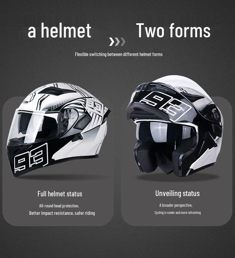 Jiekai Men's DOT Standard Flip-up Electric Motorcycle Helmet with Double Visor, All-Season Safety Gear
