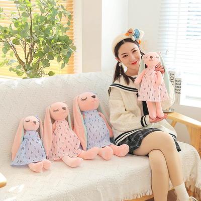 Grenzüberschreitende Langohr-Angora-Plüschhasenpuppe im Blumenkleid - Kinderkissen-Geschenk