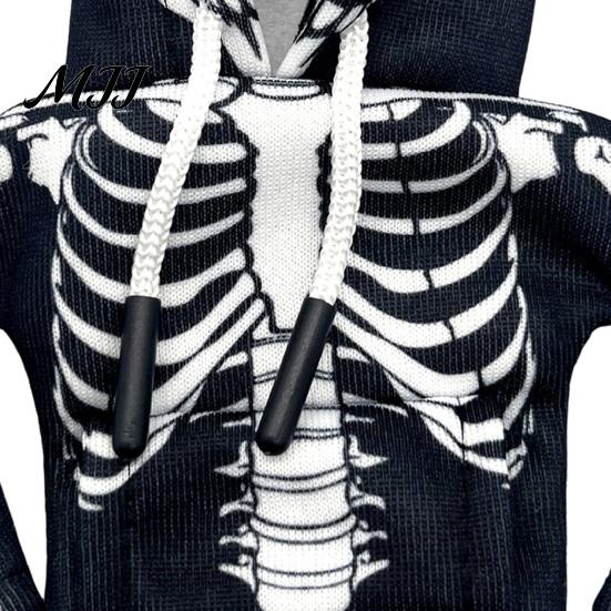 Miniature Goose Clothing Desk Outfits Mini Hoodies 7-Inch Table Personality Enhancers Skull Sweatshirts Halloween Seasonal Decoration Unique