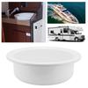 375x130mm RV Boat Round Vessel Sink Bathroom Hand Wash Basin Acrylic White for Motorhome Yacht Bathroom