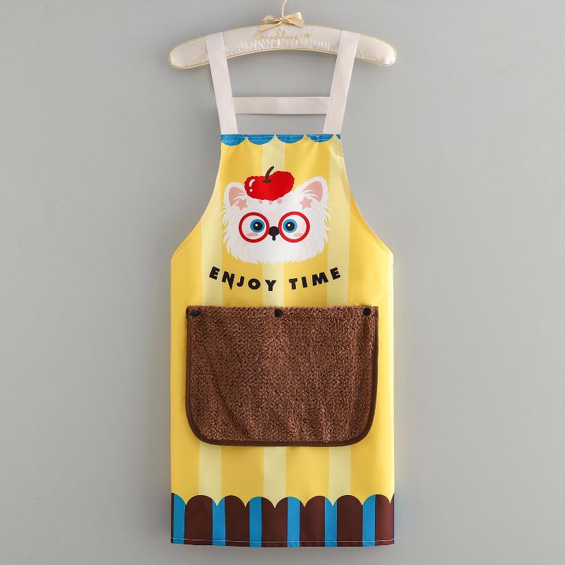 Cute Cartoon Cat Dog Apron With Large Wipe Hand Pocket Waterproof Sleeveless Bib Apron For Kitchen Cooking Household Cleaning