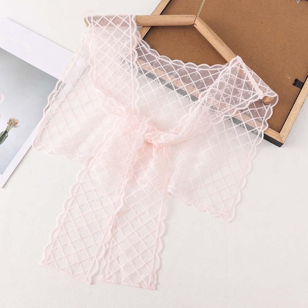 

Breathable Thin Lace Shawl Lightweight Neck Guard Blouse Embroidered Shoulder Scarf Summer Style 1 Pink