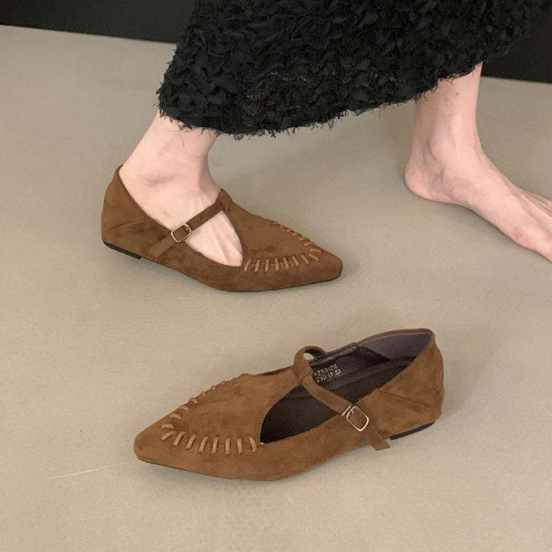 Mary Jane Single Shoes Flat Shoes Elegant Classic Retro Square Toe Comfortable Soft Shallow Cut Low Heel Women's Shoes