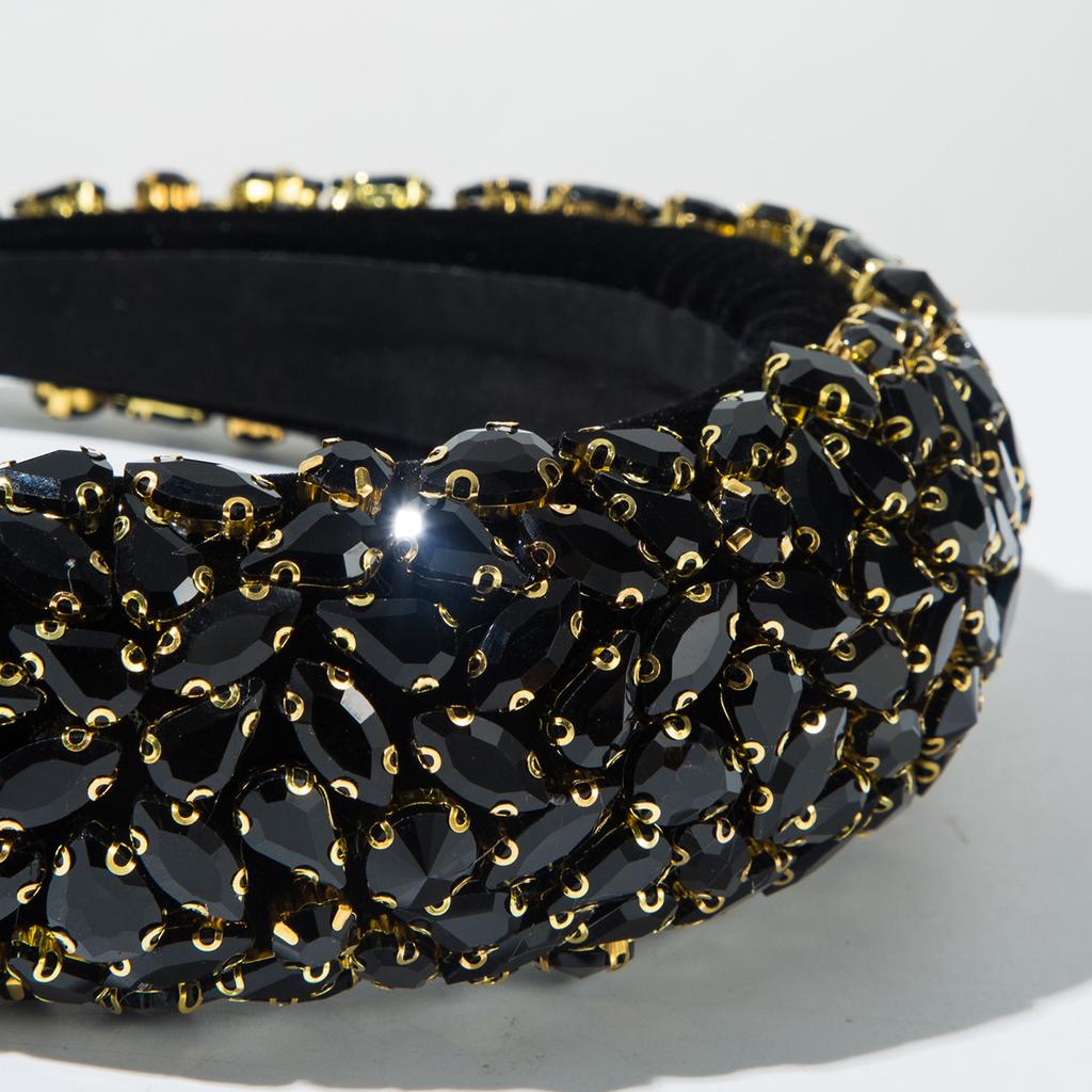 Luxus Schwerindustrie Voll Diamant Haarreifen Barock Samt Schwamm Haarschmuck Frauen Glänzend Party Haarband Haarband Reifen