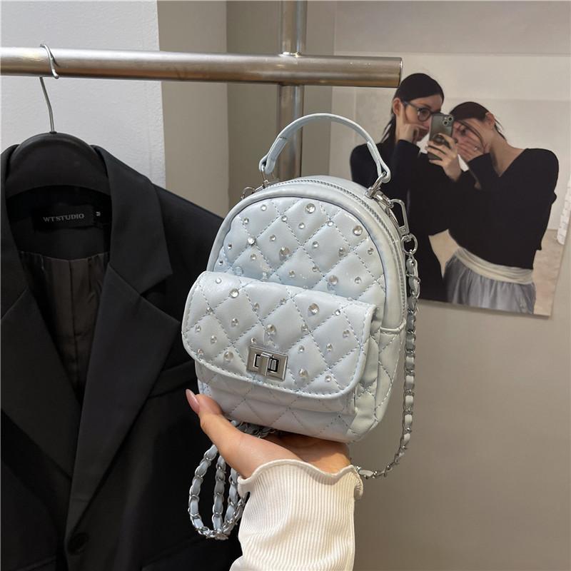 Exquisite mini backpack bag women's new fashion diamond chain bag versatile travel small backpack
