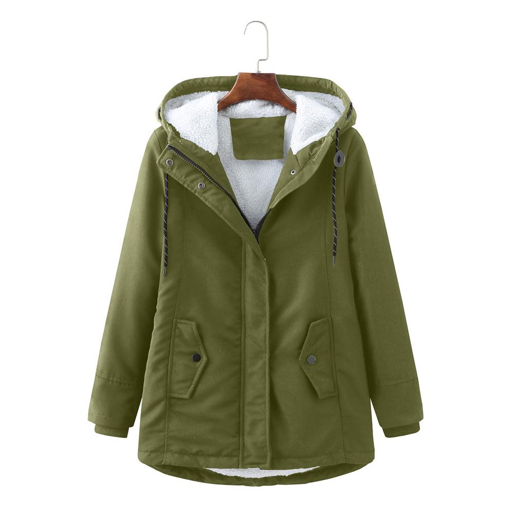 Hooded Fashion Trend Lamb Flannel Women's Thickened Warm Parka - Wrinkle Resistant Lightweight Soft Comfortable Long Sleeve Down Jacket
