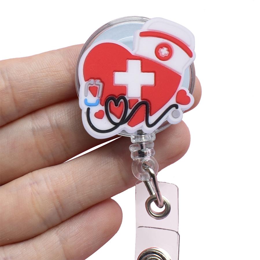 Catramă retractabilă medicală de desene animate Doctor Asistentă Licență de muncă Snur creativ ușor de trage Cataramă Certificat Nume de marcă