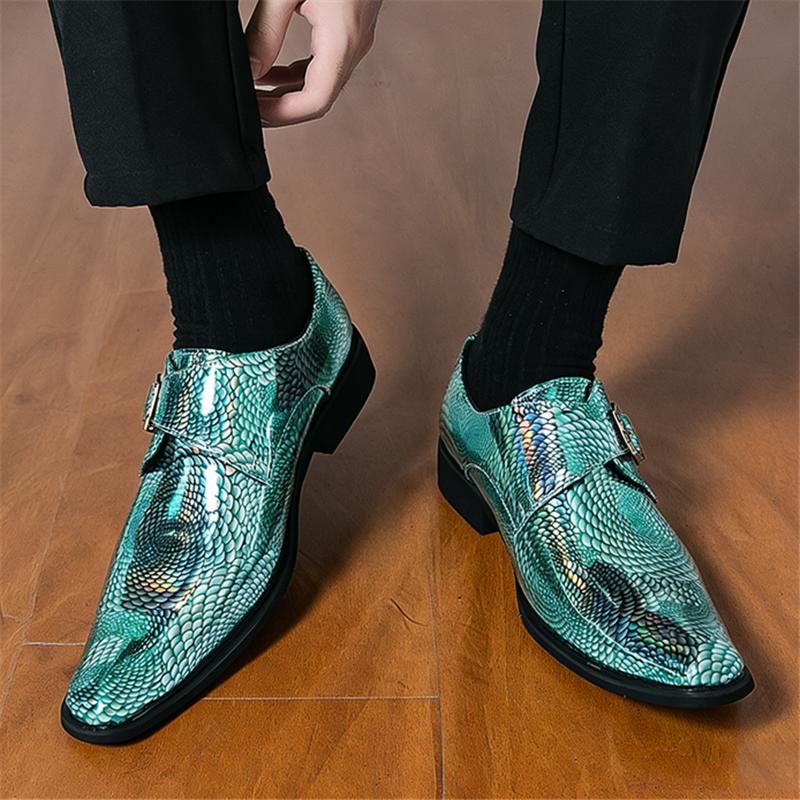 New Fashion Brand Designer Men's Pointed Monk Strap Shoes Moccasins Wedding Prom Homecoming Party Footwear Zapatos Hombre