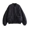Womens Oversized Y2K Style Puffer Jacket With Wide Shoulder Cut Loose Fit Cotton-Padded Coat
