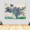 Beautiful Blue Irises Floral Tapestry Wall Hanging Decoration Polyester Fabric Art Print for Living Room Bedroom Home Decor Bota
