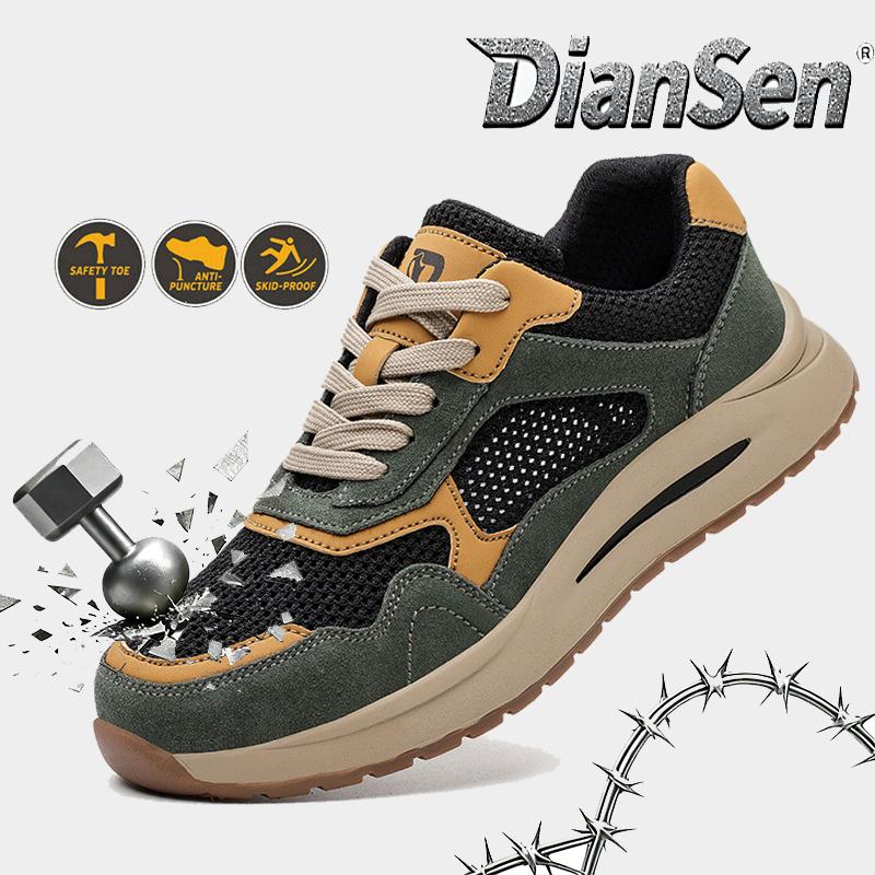Soft Safety Shoes Steel Toe Boots For Men Upper All-Season Casual Hiking Footwear Anti-Drop Boots Anti-Smash Safety Sneakers cm
