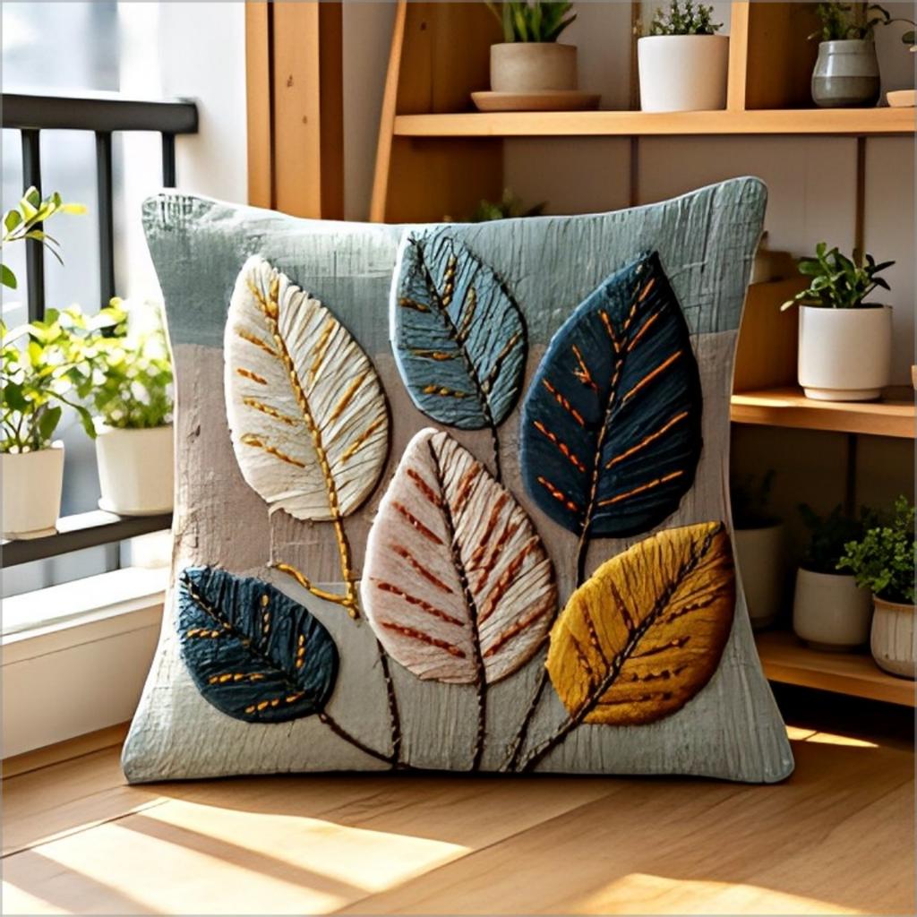 Boho Poszewka na poduszkę dekoracyjną z liściem 2D Vintage Botaniczna Kwiatowa Poszewka na poduszkę dekoracyjną na sofę do salonu Wystrój domu