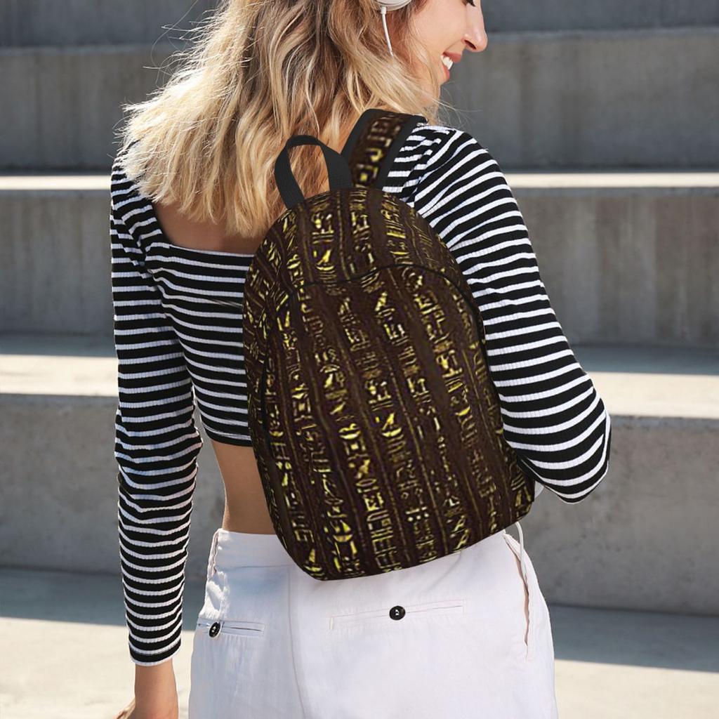 Golden Egyptian And Hieroglyphics On Wood Backpack Hot Sale Daypack Kids BookBag School Bag Shoulder Bags for Men Women