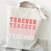 Teacher's Day Gift Teacher Print Canvas Tote Bag Women Handbag Colored Letters Teacher Canvas Tote Bag Floral Shoulder Bag