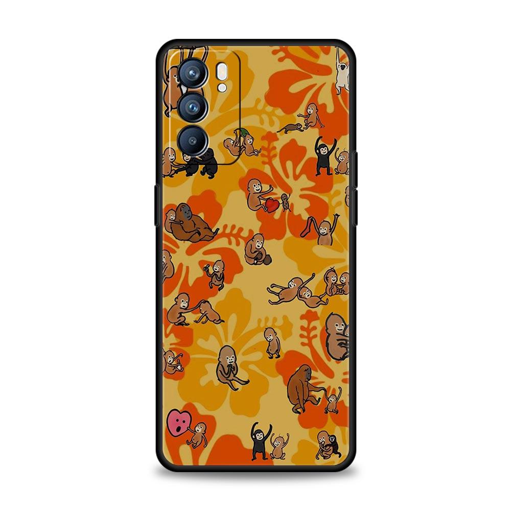 Monkey And Banana Phone Case For Oppo A17 A31 A54 A57 A78 A79 A98 Find X5 X6 Reno 6 7 8 10 11 12 13 F Pro 5G Soft TPU Cover Bags