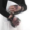 Women Gothic Lace Mesh Stretch Horn Cuffs Gloves Ruffled Detachable Fake Sleeves Wedding Party Sunshade Decorative Wrist Warmer