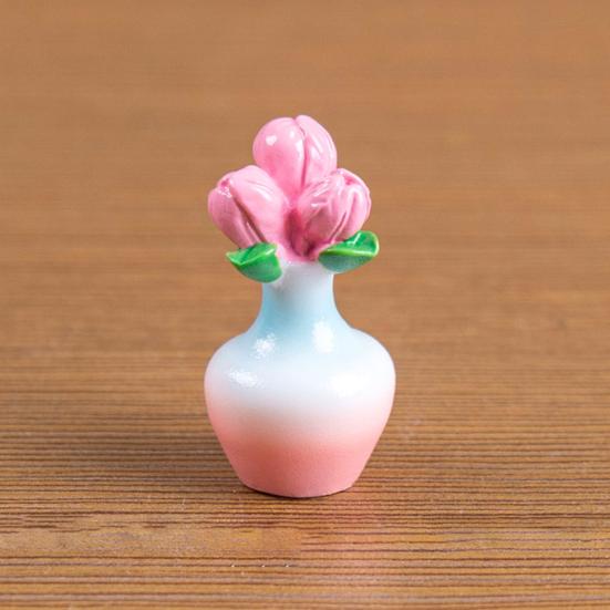 4Pcs Mini Vase Ornament Healing Mini Garden Stress Relief Partner Resin Bouquet Desktop Narrative Sense Decor