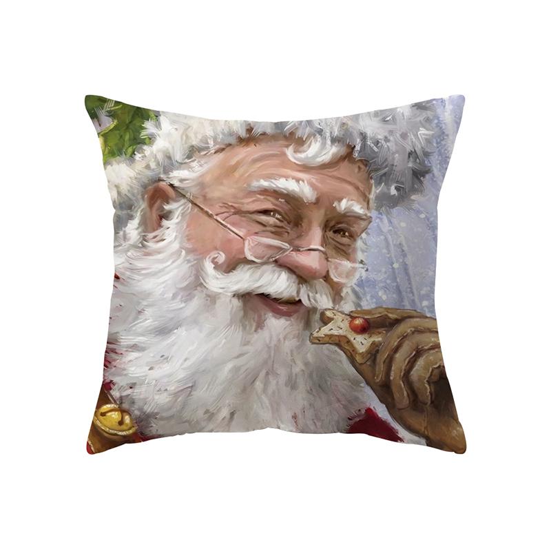 Merry Christmas Cute Santa Claus Snowman Print Pattern Cushion Cover Home Living Room Sofa Decoration Pillow Pillow Cover