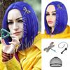 Synthetic Dark Blue Bob Wig Short Straight Wig for Women, Anime Coraline Cosplay Wigs for Halloween Cosplay Party Daily Wear
