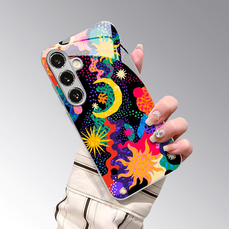 Holographic Pattern 2D Phone Case for Samsung S26 S25 S24 S23 S22 S21 S20 A56 A36 A16 - Electroplated Glass Protective Cover