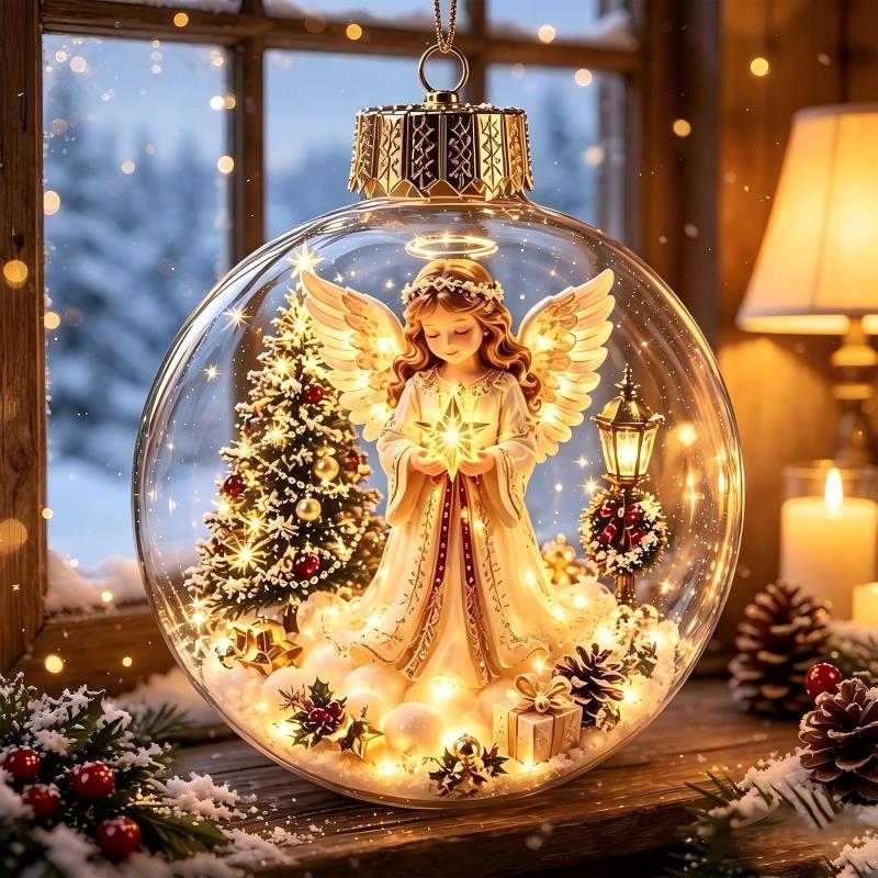3D Christmas Snow Globe Ornament Xmas Tree Santa Snowman Glowing Hanging Decor Home Party Christmas Accessories New Year Gifts 7
