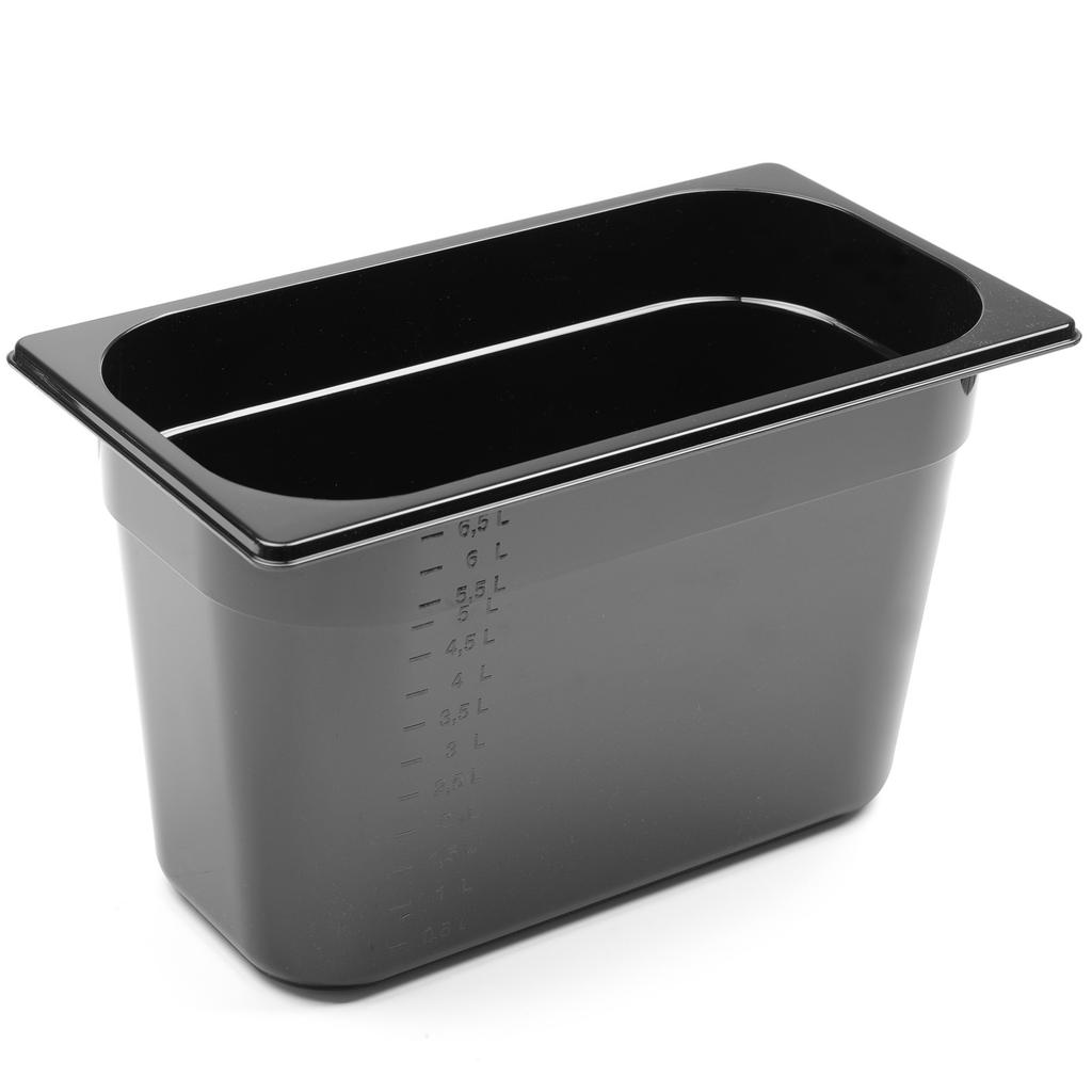 Gastronorm container GN 13 made of black polycarbonate 325x176x200mm 78L Hendi 862506