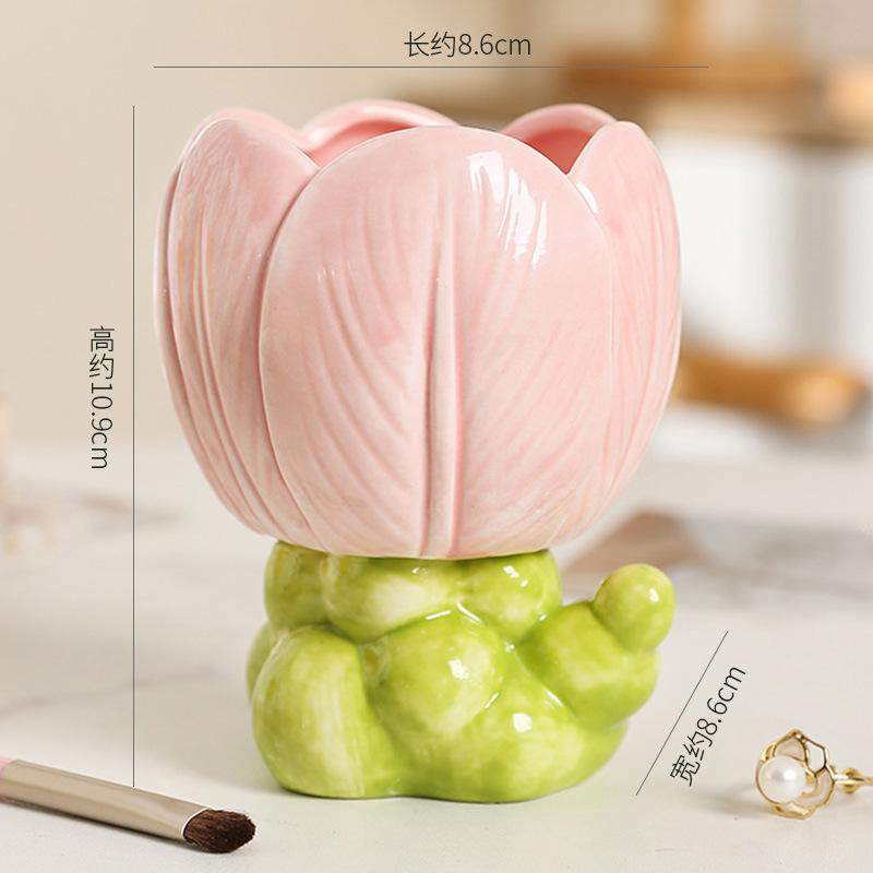 Ceramic Tulip Flower Vase Desktop Decoration Cute Flower Vase Arrangement forried Flower Living Room Decor Home Table Decor Gift