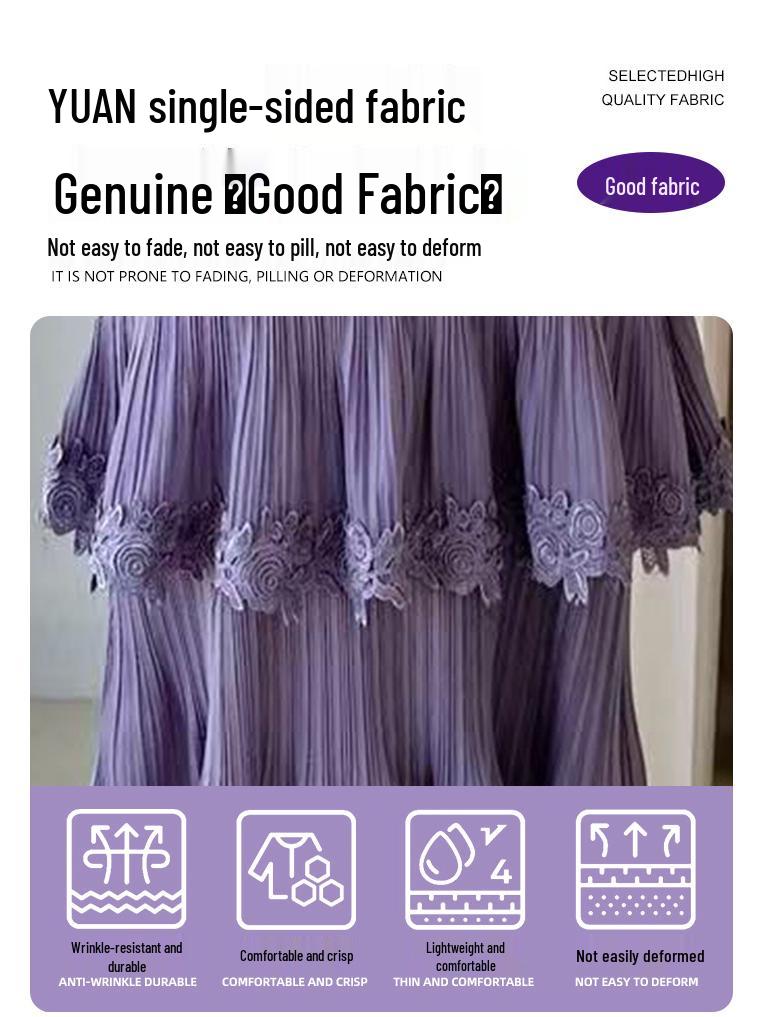 Miyake 2026 High-End V-Neck Tie-Up Layered Midi Dress