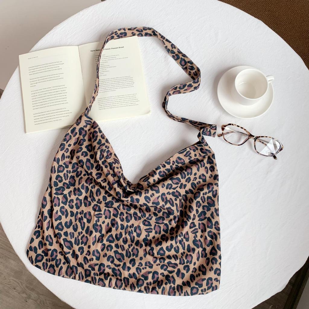 Dámska crossbody taška Tote s leopardím vzorom a veľkou kapacitou - Trendový kórejský štýl 2025