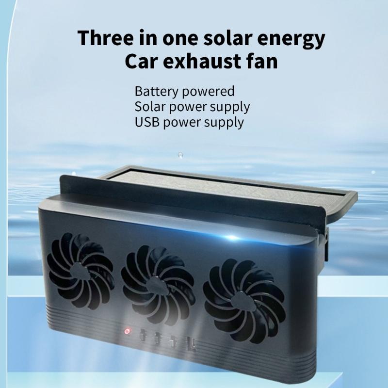 Auto Air Vent Fan Ventilation Radiator Car Cooling Fan Front Rear Window Exhaust Fan USB Charging Battery Solar Powered