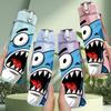 1PC Big Shark Open Mouth Cartoon Print 750ml Color Plastic Sports Water Bottle Leakproof Flip Straw Lid Suitable for Sports Office Home Use