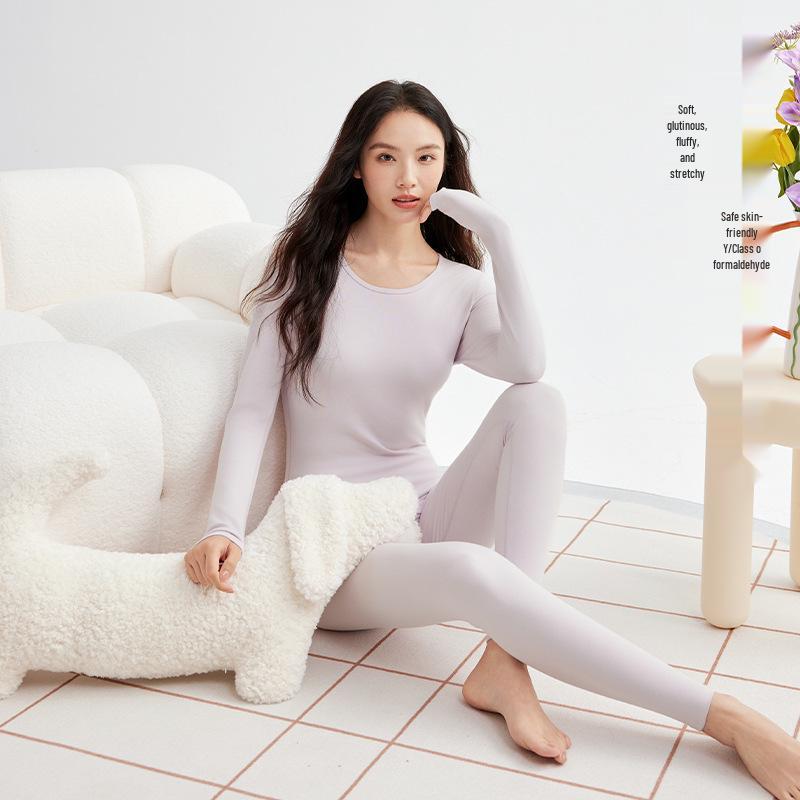 Damen Klasse A Reine Baumwolle Flanell Strickwaren Set - 280g Warm & Bequem Verdickte Herbst Unterwäsche