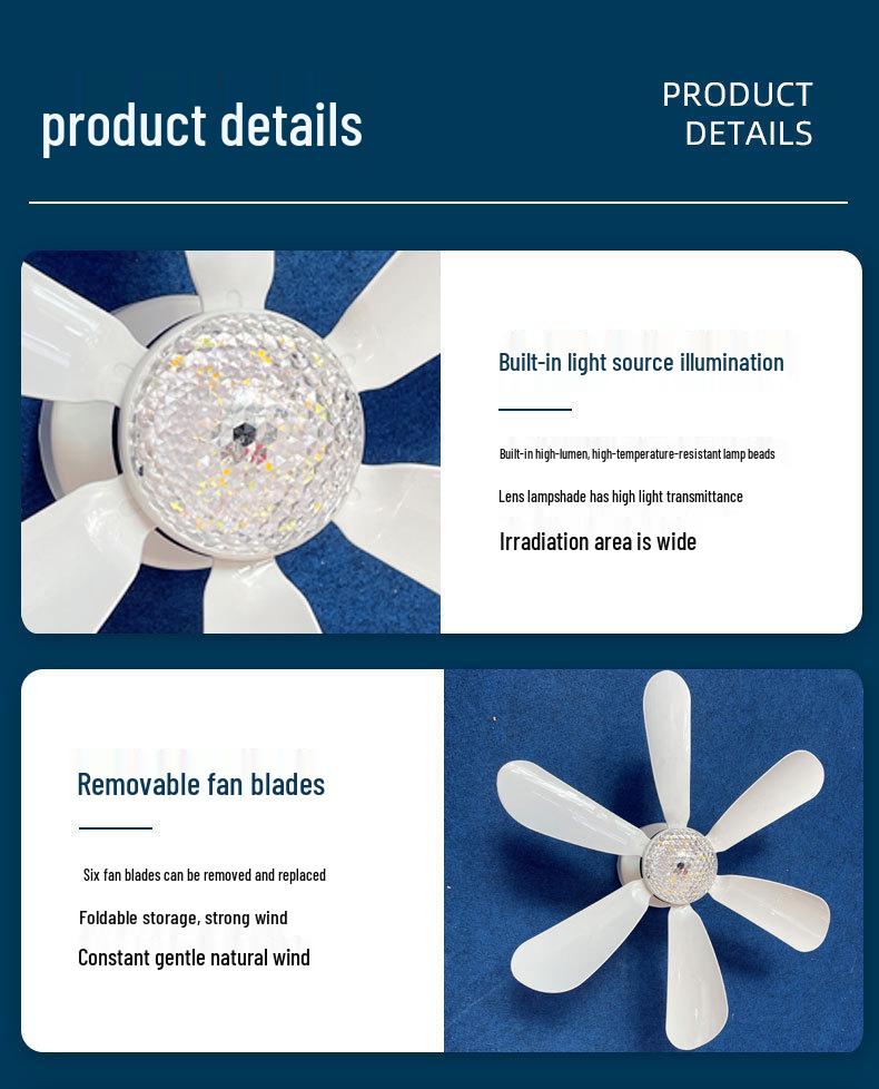 Faltbarer Solar-Deckenventilator mit Licht für Outdoor-Camping, Wohnheime, Bauernhöfe - Große Windkraftflügel