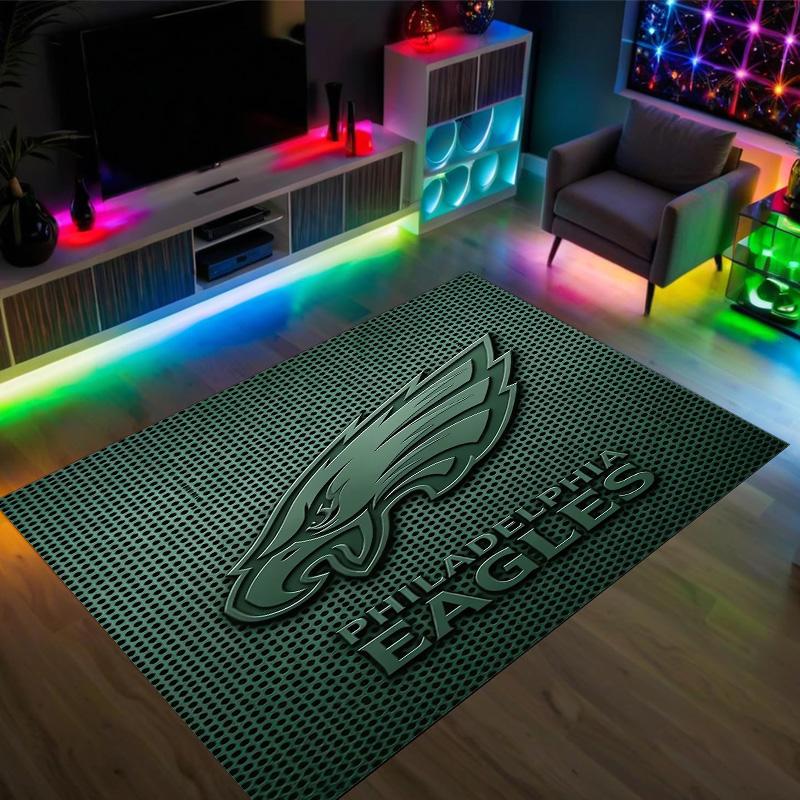 Philadelphia Eagles Design Kristall-Samt-Teppich Gemütlich Nicht?Rutschfester Teppich mit Aufdruck für Schlafzimmer Wohnzimmer Eingang