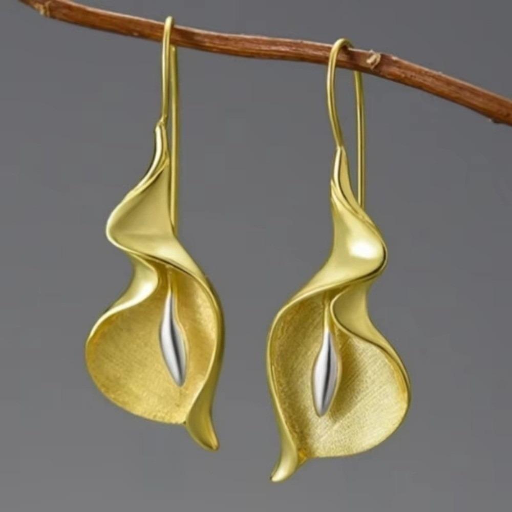 Gold Silver Drop Earrings Lightweight Calla Lily Earrings Fashion Floral Dangle Earrings Women