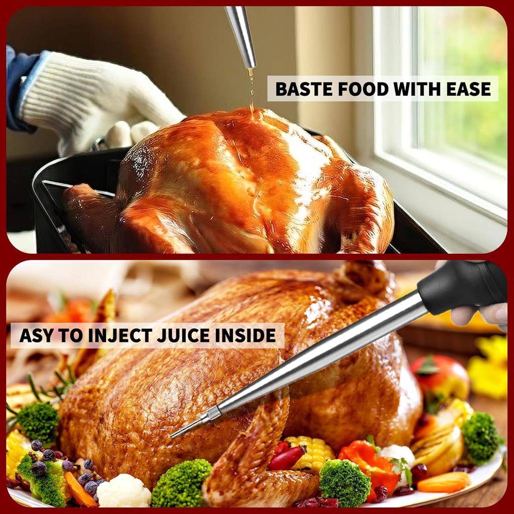 Efficient Turkey Baster Cleaning Brush Injector Needle Stainless Steel Texture Great for Enhancing Culinarys Experience
