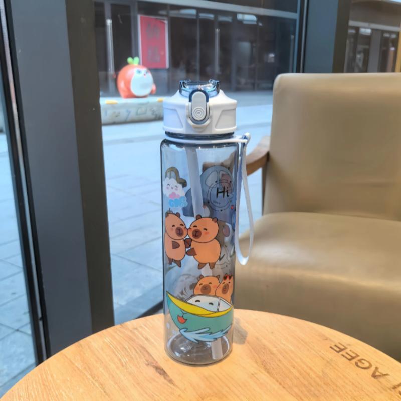 750ML Kids Water Sippy Cup Creative Cartoon Cup with Straws Leakproof Water Bottle Outdoor Portable Children's Plastic Water Cup