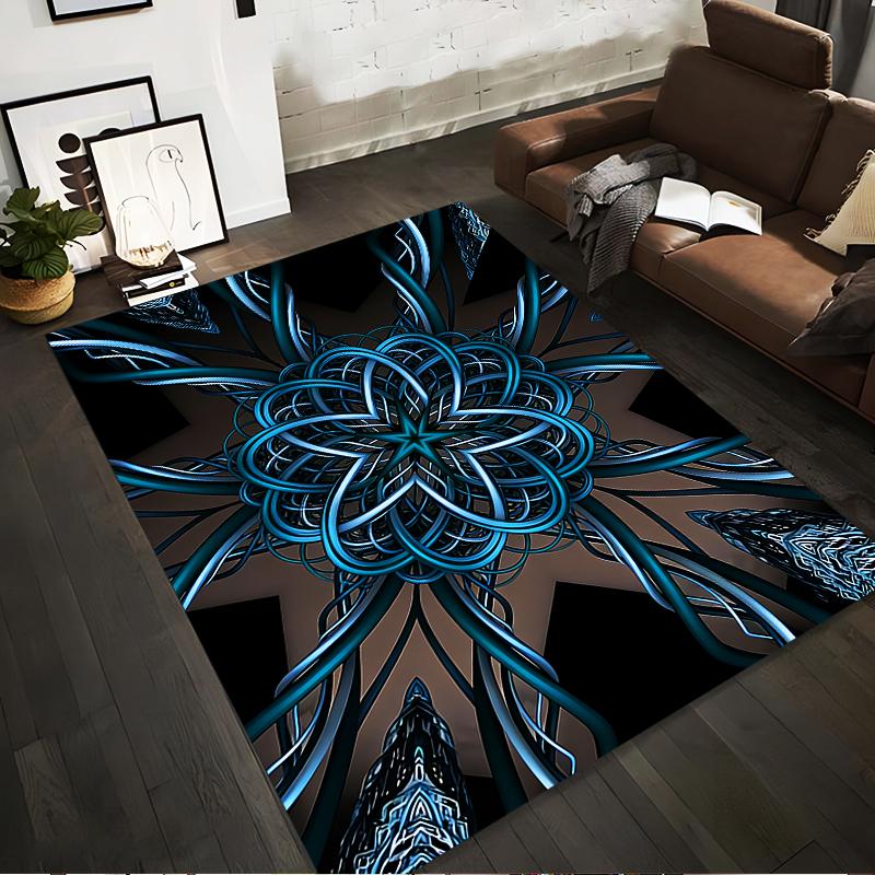 

Modern Geometric Blue and Black Abstract Pattern Carpet Rug Suitable for use as an anti-slip for living room bedroom sofas 40x60cm( 15x23in )