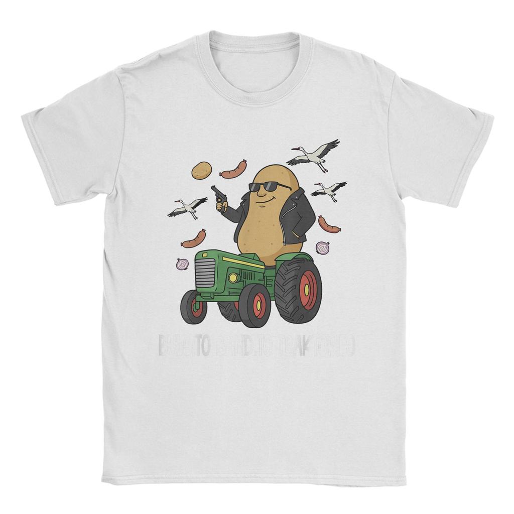 Men's Italian Brainrot Characters Bulbito Bandito Traktorito T Shirts  Cotton Tops Short Sleeve Crewneck Tees Graphic T-Shirt