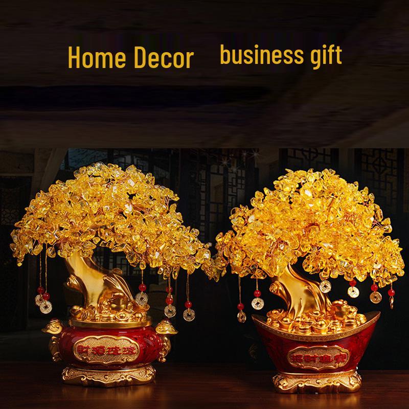 Citrine Money Tree Ornament for Living Room and Wine Cabinet Decoration – Wealth-Attracting Gift