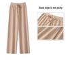 Women's Korean Style High Waist Wide-Leg Knit Pants - Autumn/Winter Fashion, Floor-Length, Straight-Leg Design
