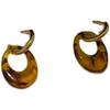 Korea Dongdaemun Nyunyu Niche Design Metal Versatile Temperament Resin Amber Ins Splicing Earrings