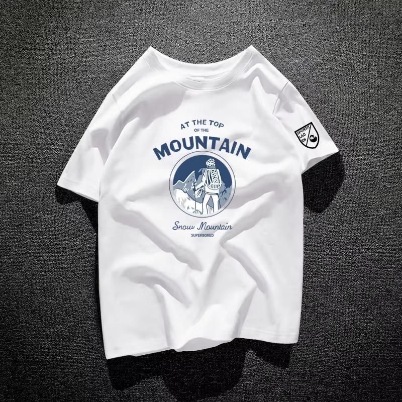 At The Top Of The Mountain Snow Mountain Graphic Tshirt Unisex Unisex Cotton Short Sleeve Oneck Casual Black Outdoor Tee Tops